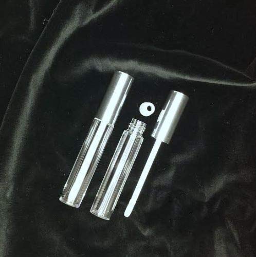 Empty Lipgloss Cases - Clear with Silver Screw on Cap with Attached Brush 8ml 100
