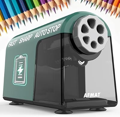 AFMAT Heavy Duty 6-Hole Rechargeable Electric Pencil Sharpener