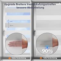Sekey Doppelrollo Klemmfix ohne Bohren für Fenster, Zweifarbig Doppelrollo 60 cm breit, Duo Rollo Jalousie Sonnenschutz, 60x130cm, Weiß & Hellgrau – Ansicht 3