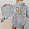 HUIFUAO Trust The Lord With All Your Heart Hoodies for Women UK Oversized Sweatshirts for Women Black Pullover Women With Pocket (A02-Grey, S) #1