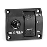 Bilge Pump Switch Panel Bilge Pump R 3-Way Bilge Pump Switch Panel Auto/Off/Manual 12V 24V with LED Indicator Built-in 15A Circuit Breaker
