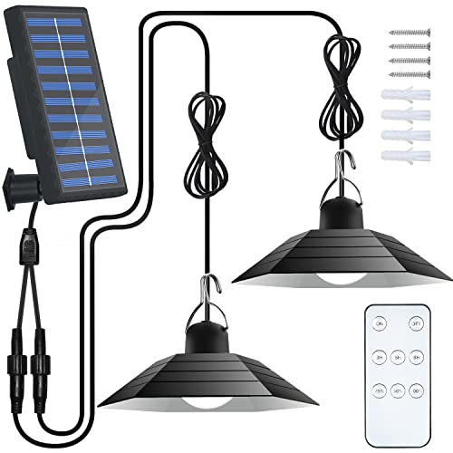 Osairous Luz Solar Exterior y Interior, Regulable Luces Solares Led Exterior Jardin con 2 LáMparas, 4800 mAh, Control Remoto, Para Cobertizo De JardíN, Garaje, Patio, BalcóN, Pasillo