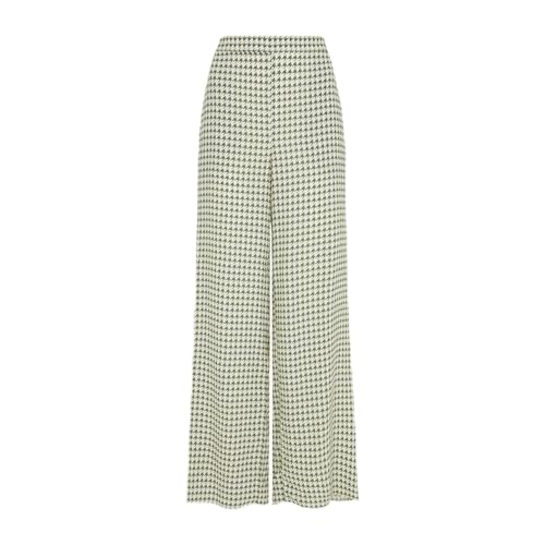 Pantalon large pied-de-poule vert Leon silhouette élancée