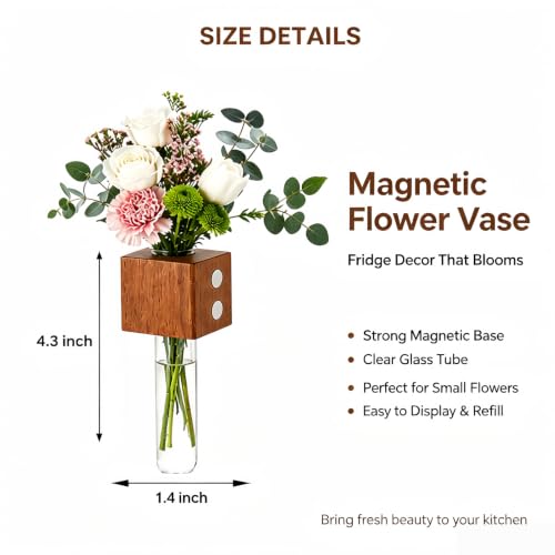 Magnetic Fridge Vase, Wall Mounted Vase Holder, Hydroponic Plant Pot — view 4