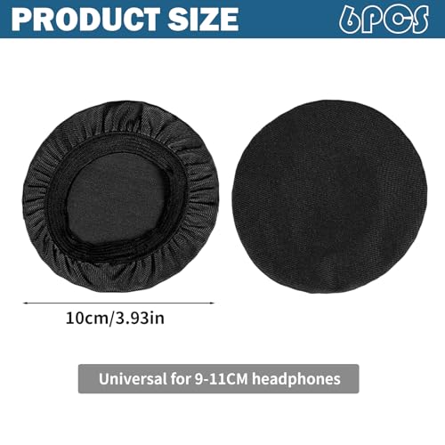 6 Stück Dehnbare Kopfhörer Schutz überzug,Weich Und Bequem, Waschbare Kopfhörer überzug,überzieher Gegen Schmutz,Headset Ohrpolster,Für Fitnessstudio, Gaming (Schwarz, 9-11 cm)