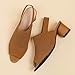 OXNEUHG Women's Knit Peep Toe Slingback Chunky Heeled Sandals with Ankle Strap Fashion Open Pointed Toe Cut Out Slip On Backless High Heels Summer Casual Work Office Wedding Dressy Pumps (Brown,8)