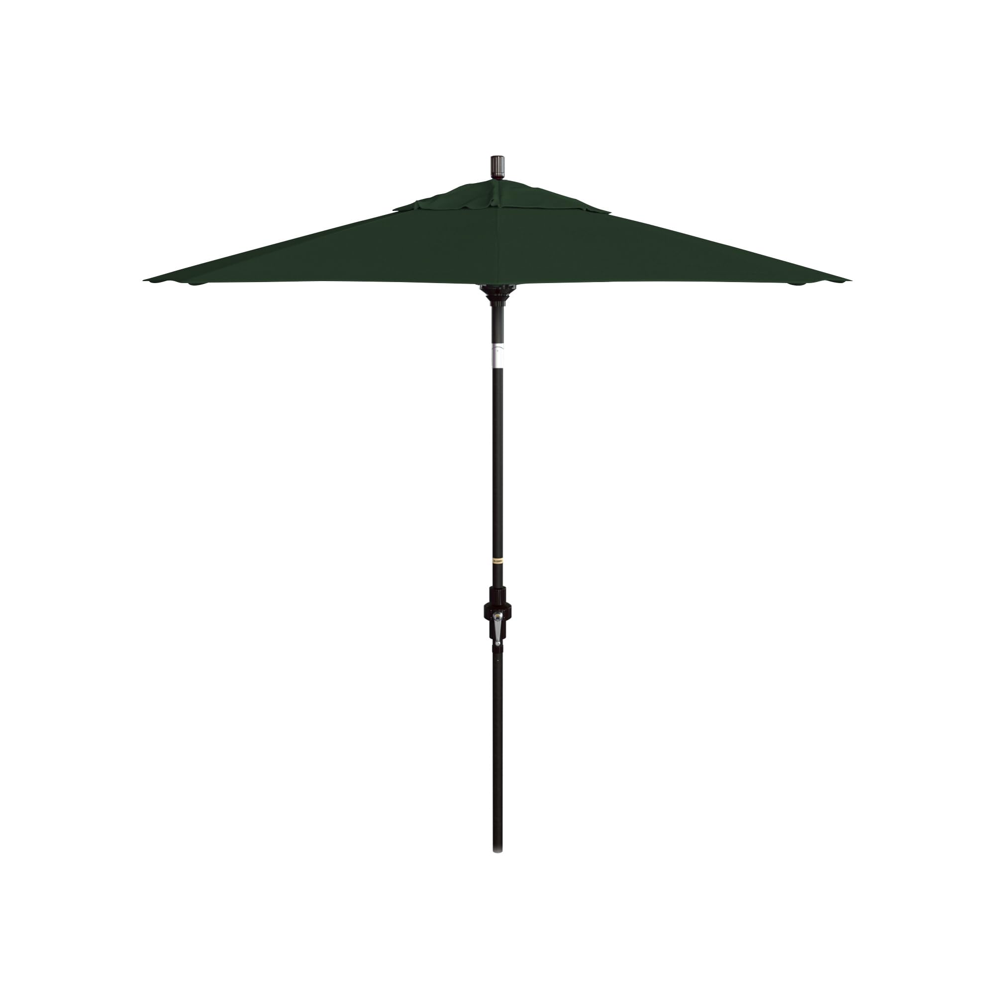 View 1 of ***UPDATED 6/14***California Umbrella 7.5' Round Crank Lift, Collar Tilt, Aluminum Pole, Fiberglass Rib Patio Umbrella, Bronze Finish, Sunbrella Forest Green
