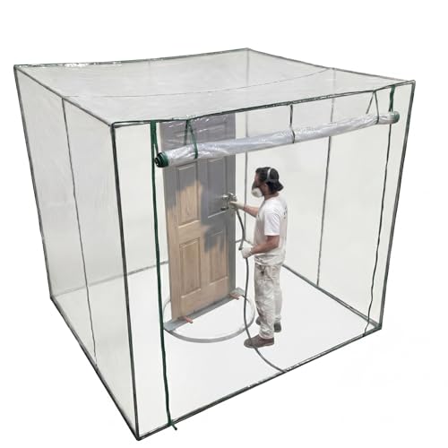 Beeveer Extra Large Paint Booth 8.2 x 7.2 x 6.5 ft with Frame and Zipper Oversized Clear Portable Spray Paint Booth Rainproof Spray Shelter for Furniture Auto Parts Woodworking and Door Painting
