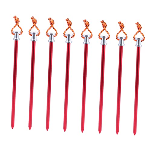 Estacas de tienda UPKOCH de aleación de aluminio con cuerdas y 8 clavos para camping exterior 2