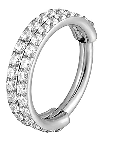 Drops Karisma 2 Rings Titan G 23 Hinged Segmentring Charnier/Conch Clicker Ring Piercing Ohrring Premium Zirkonia Stärke 1,2mm BHCRZ-16-10mm