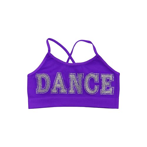 Girls Training Bra Camisole w/Dance Embellishment - Crop Cami Bras for Girls Spaghetti Straps Comfort Age 4-72