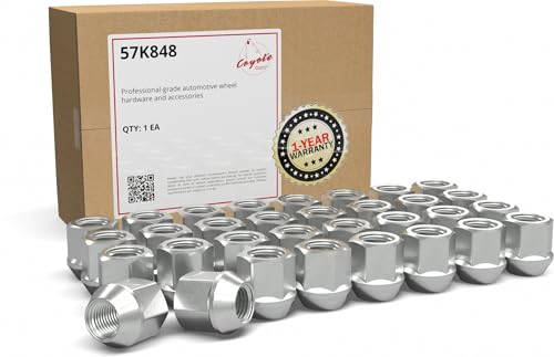 Image of Wheel Accessories Parts 32 Pcs M14x1.5 14x1.5 Thread OE Bulge Acorn Lug Nuts 1.0 inch 25mm Long Zinc 13 /16 inch 21mm Hex Fits Ford F-250 Super Duty F-350 Super Duty Excursion