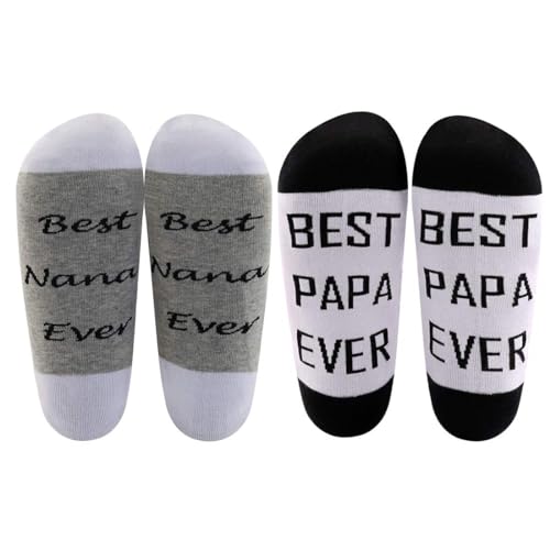 LEVLO New Papa New Nana Gifts Best Papa/Nana Ever Socks Gifts for New Parents To Be Socks