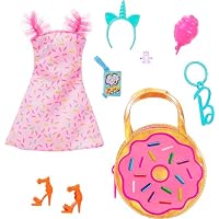 Barbie Ropa y accesorios, llavero de lujo con vestido rosa y
