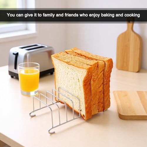 WQNNQW 2 Stück Brötchenaufsatz Für Toaster, Airfryer Toast Einsatz,Toastständer,Silber Toast Rack Brothalter, 8-Scheiben-Gitter-Toast-Halter Toasthalter Für Airfryer Für Brotregal Esszimmer Zubehör