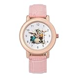 Orologio da polso da donna con gatto che gioca a batteria, facile da leggere, con cinturino in pelle, display analogico, meraviglioso regalo per
