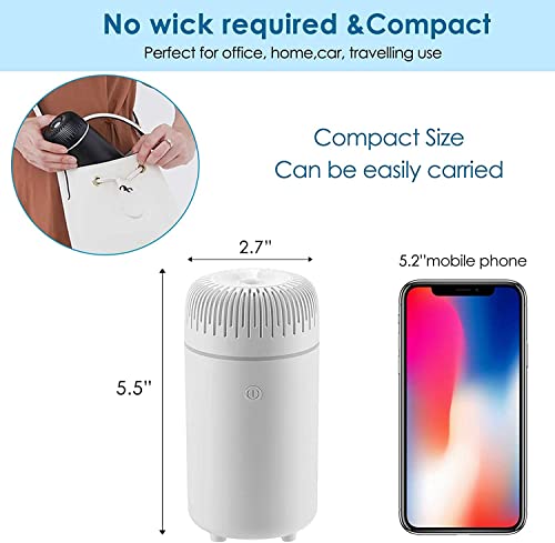 Image of HIVAGI Car Diffuser Humidifier Aromatherapy Essential Oil Diffuser Usb Cool Mist Mini Portable Diffuser For Car Home Office Bedroom. (White), Polypropylene (Pp)