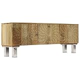 Este mueble para la televisión está hecho de madera maciza de mango y es muy robusto y duradero.