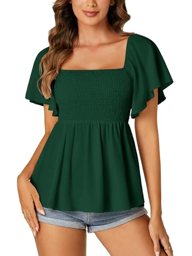 Image of LYANER Women's Square Neck Cute Peplum Top
