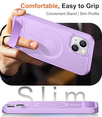 Image of Magnetic Compatible with iPhone 15 Case, [Built-in Invisible Kickstand][Compatible with MagSafe] [Military Grade Shockproof] Slim Translucent Matte Phone Case for iPhone 15 6.1 inch