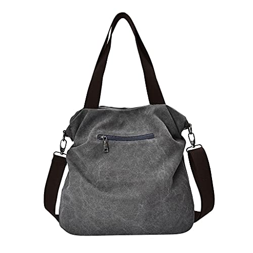NC Bolsa Feminina Bolsa de Lona Feminina Bolsa de Mão Cruzada Bolsa de Ombro Tipo Mensageiro - Cinza