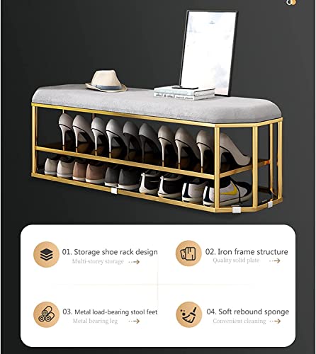 Organisateurs de chaussures en métal avec banc d'entrée confortable - 8