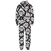 chaqlin Adult Onesie Pajamas Day of the Dead Fashion Zipper Sleepwear Skull Rose Print Women Onesie Halloween Costume Jumpsuit for Men One Piece Pajamas Playsuit with Pockets, Size 4XL