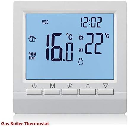 Gas Boiler Heating Thermostat,1.5v Battery Powered Temperature Regulator for Boilers Weekly Programmable(blue Backlight)