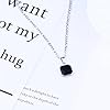 Ticome Black Onyx Pendant Necklace, Men's Metal Music Geometric Block Black Stone Simple Necklace, Fashionable Life Adventure Commemorative Stainless Steel Jewelry, Jewelry Gifts #2