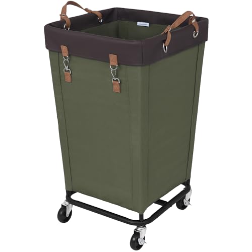 Image of StorageWorks 160L Laundry Basket with Wheels, Large Rolling Hampers for Clothing Organizer, Dirty Clothes Basket for Hotel, Home, Closet, Dorm, Green