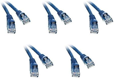 eDragon Cat5e Ethernet Patch Cable, (25 Feet/7.6 Meters), Snagless/Molded Boot, Blue, (5 Pack)
