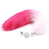  Accesorios de piel sintética rosa suave graduados con ganchos de metal Cola de animal de zorro Plùg Bùtt felpa vestir decoración fiesta gato salvaje lindo anime extendido