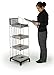 Wire Newspaper Stand with 4 Shelves, Free-Standing, Adjustable-Height Pockets, with Nameplate - Black