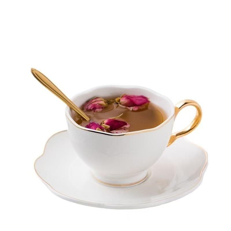 Tasse à café avec soucoupe et cuillère, cadeau en porcelaine blanche