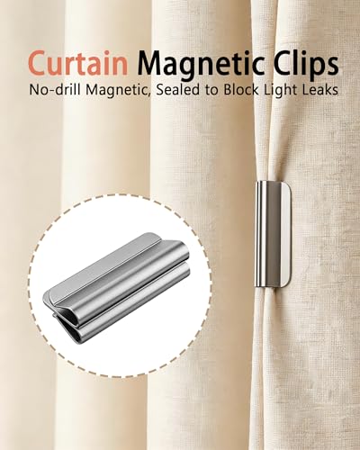 Image of Magnetic Curtain Clips - 6-Pair Curtain Magnets Closure Set for Light-Blocking, Minimalist Curtain Clips - Suitable for Indoor & Outdoor Curtains