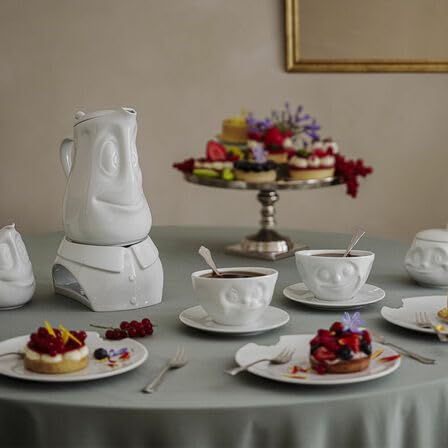 FIFTYEIGHT PRODUCTS / Stövchen „Schick“ (Porzellan, 630gr, Stellfläche: 10,7 cm, Breite: 15 cm, Tiefe: 17 cm, Höhe: 9,5 cm, Weiß, Made in Germany)