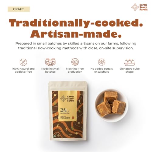 Image of Earth Story Farms Natural Palm jaggery Cubes | 100% Pure | Boosts Digestive System | Karupatti Mittai - 400gm