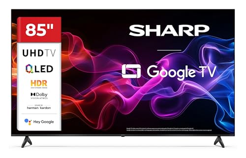 Sharp QLED Fernseher 85 Zoll Google TV - 4K UHD Smart TV mit Dolby Vision HDR, Dolby Atmos, Sound by Harman Kardon, Google Assistant und Triple-Tuner, QLED TV 85HP5765E (2026)