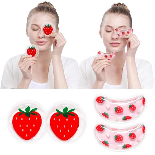 Image of 4PCS Gel Eye Ice Pack Set Reusable, Cold and Hot Compress for Eyes, Ice Pack for Eyes, Cooling Eye Pads for Eye Strain, Swelling, Redness, Dark Circles, Puffy Eyes, and Eye Recovery Surgery.