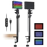 Andoer RGB LED Video Light + C Clamp Light Stand Set Temperatura bicolore 2600K-6000K Luminosità regolabile 39 modalità RGB per giochi Chat video Registrazione video Live Stream