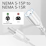 TNP Universal Power Extension Cord Cable Strip (3 FT) - 3 Prong Extension Cord for Outdoor & Indoor - Three Prong AC Power Extender Cable Wire Connector NEMA 5-15R to NEMA 5-15P, White