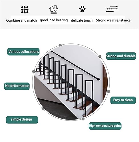 Rambarde en fer forgé extérieure escalier marches balcon jardin 2pc - 5