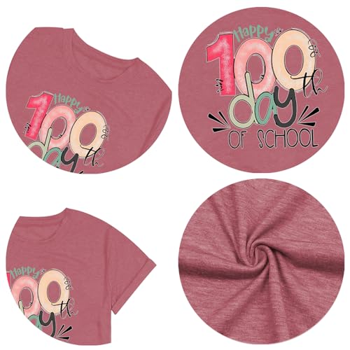 Image of 100th Day of School Shirt for Women Teacher Graphic T-Shirt Funny Teach Short Sleeve Tee Tops