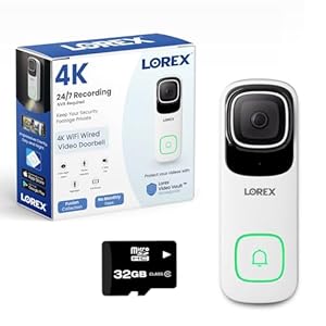 Lorex 4K Wired WiFi Smart Video Doorbell Camera w/No Subscription Fee – Smart Security Lighting, Night Vision, Motion Detection, Requires Existing Wiring (White)