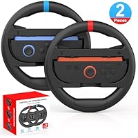 IEFROM 2-Pack Switch Steering Wheel, Black Joy-Con Grip for Mario Kart 8 Deluxe & Mario Kart 9, Plug-and-Play Racing Controller, Ideal Gift Accessory