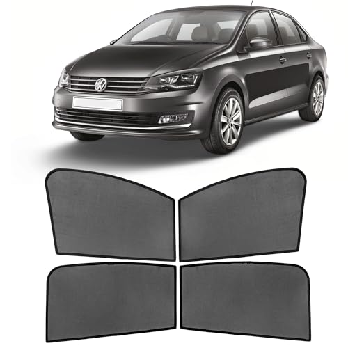 Image of AutoStory Custom Fit Black Mesh Car Sunshade for Vento | UV & Heat Protection Car Window Curtains | Privacy Car Sun Shade | Breathable Vehicle Specific Side Window Shades