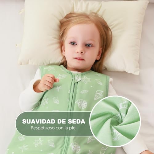 ToyaTec Saco de dormir para bebé com pés, rayon super macio feito de bambu, saco de dormir de fibra de bambu para crianças, 2,5 TOG, manta de dormir para outono e inverno (verde, 70 cm (6-18 meses))