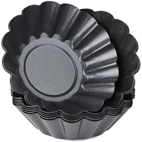 Molde para tarta de huevo, juego de 12 moldes de acero al carbono para magdalenas de tamaño más grande, herramienta para hornear