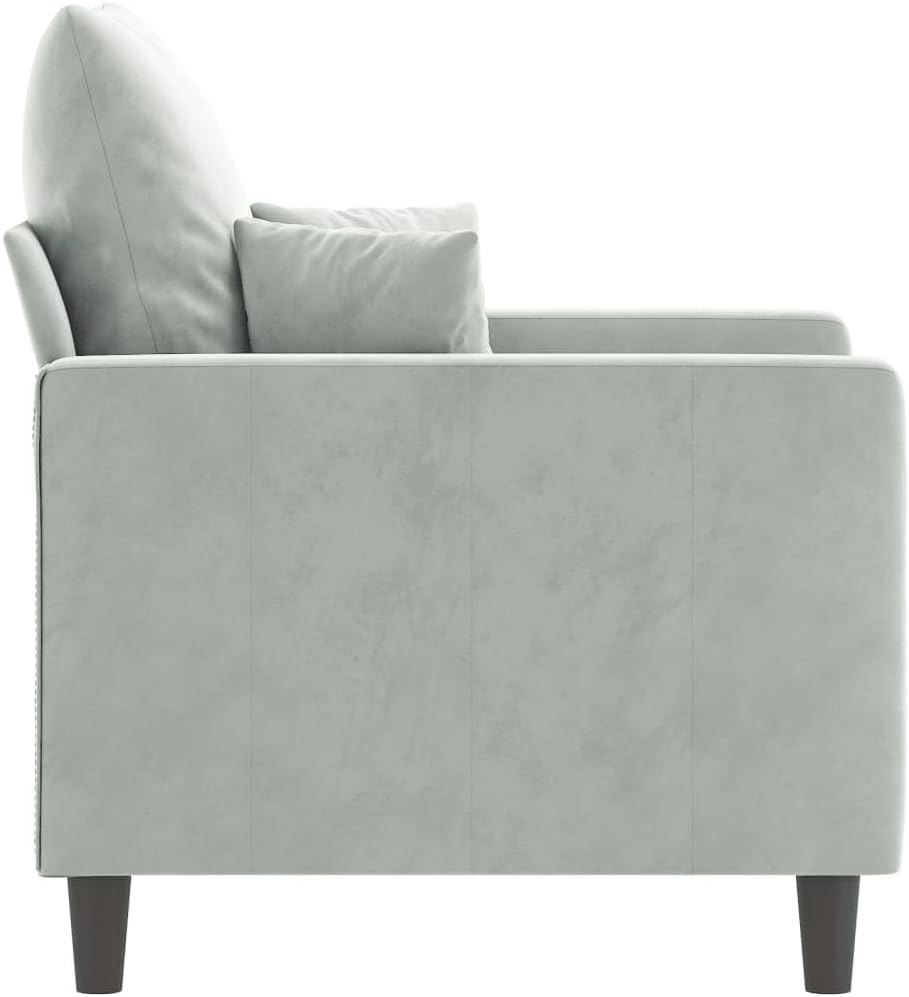 Sofa Chair Light Grey Velvet (100% Polyester) Living Room Furniture