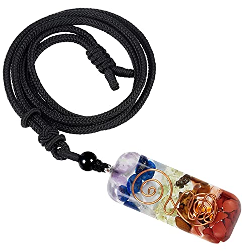 Amogeeli 7 Chakra Anhänger Herren Damen Halskette Heilstein Reiki Chakra Kette, Chakra Schmuck mit verstellbarer Kette 46-66 cm Cover